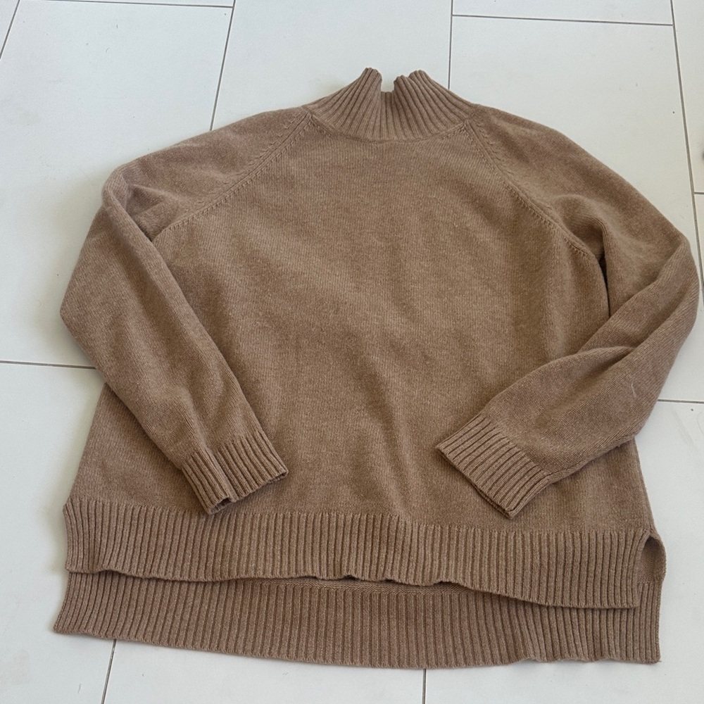Ann Taylor Tan Turtleneck Sweater wool cashmere XL